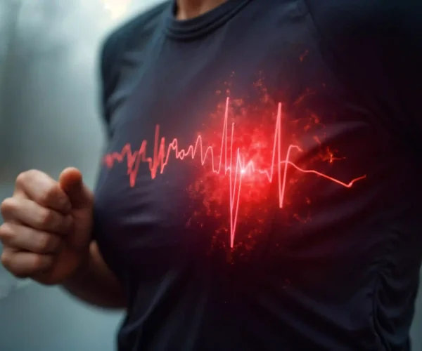 Visual representation of heart activity during physical exercise, highlighting cardiovascular health monitoring
