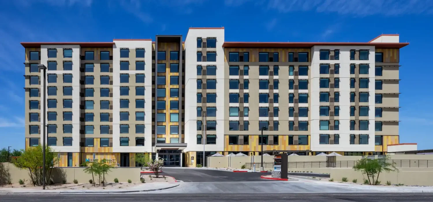 Daytime exterior of Hyatt Place Scottsdale – North showing the multi-story building and main entrance.